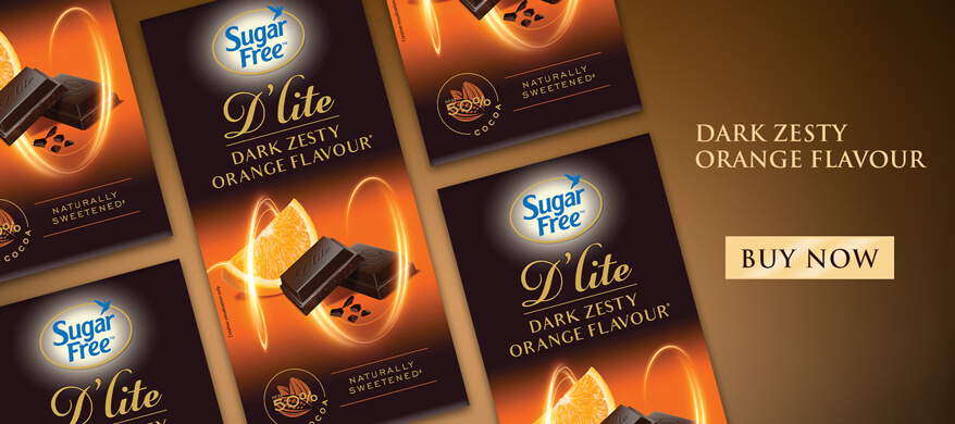 Sugar Free D'lite Zesty Orange Flavour Dark Chocolate Bar