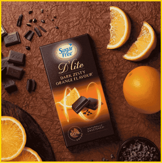 Sugar Free D'lite Zesty Orange Flavour Dark Chocolate Bar