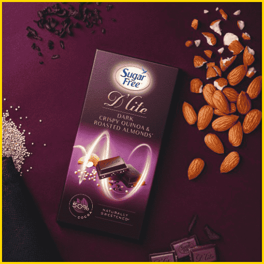 Sugar Free D'lites Dark Crispy Quinoa and Roasted Almonds Chocolate Sugar Free D'lites Dark Crispy Quinoa and Roasted Almonds Chocolate