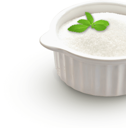 A White Bowl of Sugar with a Green Leaf