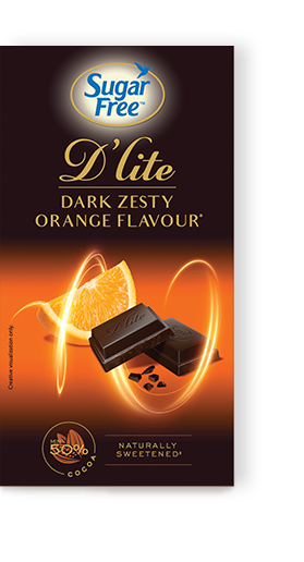 Sugar Free D'lite Zesty Orange Flavour Dark Chocolate Bar