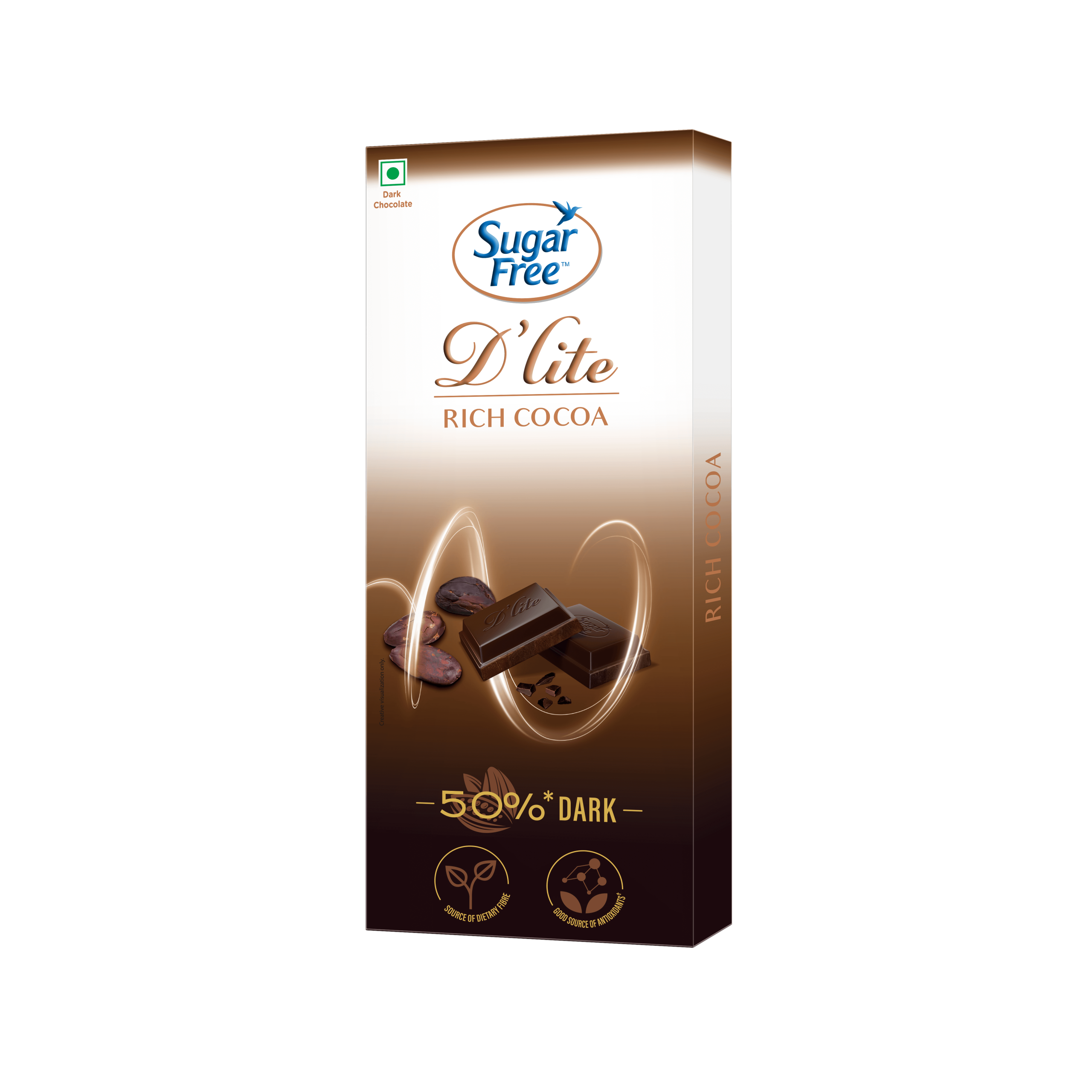 Sugar Free D'lite Rich Cocoa Dark Chocolate Bar pack front