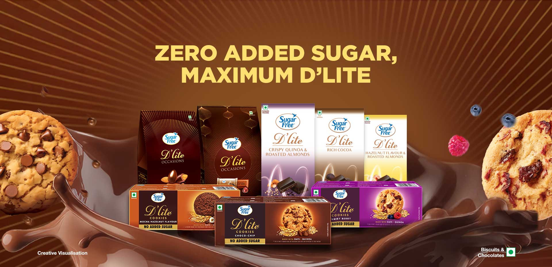 Sugar Free D’lite range of zero added sugar cookies and chocolates