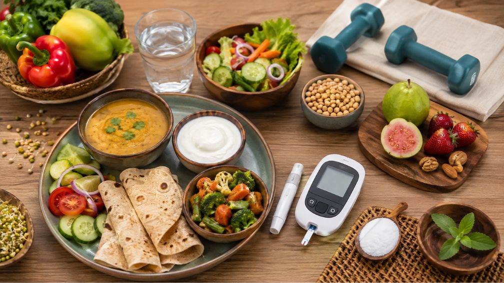 Healthy Indian Plate and Wellness Essentials